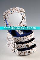 Wholesale Fabric jewellery box with 1 mirror and 2 drawers