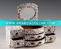 Wholesale Fabric jewellery box with 1 mirror and 6 drawers