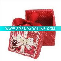 Wholesale Square jewelry gift box with ribbon and dots