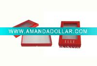 custom red paper box with PVC window
