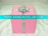 Wholesale Satin fabric jewelry box with bow on the top