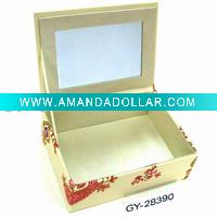 Embroidered PU Jewelry Box, gift box,cosmetic case