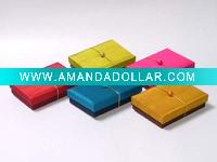 Satin fabric jewelry box with band for closure