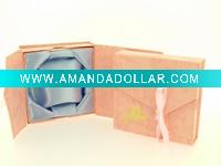 Wholesale Pink jewelry box with bow tie for closure