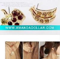 Wholesale fashion earring, metal fruit earring,fruit design jewelry,fashion alloy jewelry,yong girl jewelry,gemstone earring,artificial