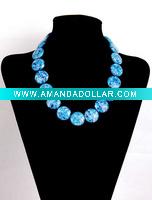 Wholesale 2011 New Fashion Round blue gemstone necklace
