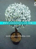 Wholesale artificial christmas decoration tree plant potted boxwood topiary ball bonsai with flower
