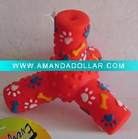 Wholesale pet supply--17.4cm large size tripod toys,red,yellow,blue colors can be choosed.dog chew toy