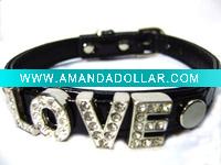 Wholesale PET supply,Crystal DIY Dog collars,leather pet collars bleashes,luminous dog collars