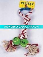 Wholesale pet supply-pet toy rope with tennis ball