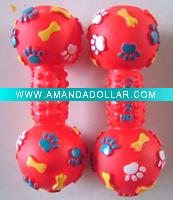 Wholesale pet supply--Dumbbell with bone print.pet toys,pet supply,colorful dumbbell toy