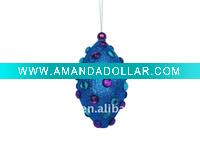 Wholesale Blue Glitter&bead Christmas ball