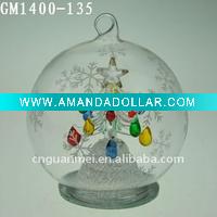 glass christmas ball with LED changing light