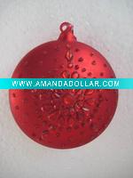 Wholesale glass Christmas ball with red color made by handcraft