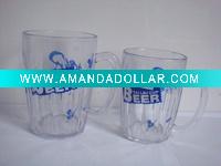 Wholesale 17oz plastic transparent beer mug with handle