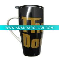 Wholesale Gold Slogan Porcelain Beer Mug With Lid For Travel