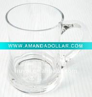 Wholesale GLASSWARE BARWARE HOMEWARE DRINKING GLASS- nice clear glass beer mug with handle