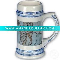 Wholesale 1000ml ceramic emboss beer mug