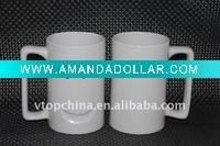 plain white ceramic carved mug with square handle