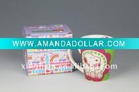 unique V shape ceramic decal mug