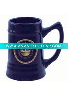 blue ceramic beer mug