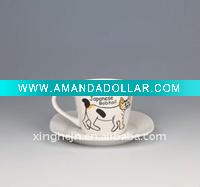 cute ceramic coffee mug with plate