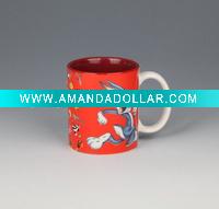 glazed decal printing red ceramic mug