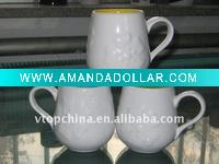 Wholesale ceramic embossed mug ,porcelain mug