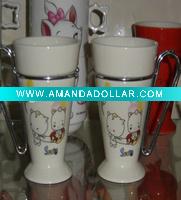 Wholesale porcelain beer mug with stainless steel handle