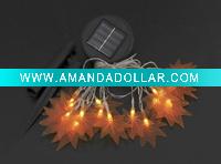 LED solar Christmas light string with maple leaf