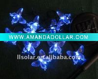 Wholesale led solar christmas light string with 20pcs butterlies