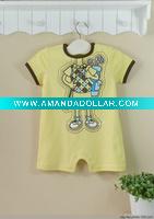 Wholesale 2011 summer new arrival baby romper cotton short sleeve embroider sunsuit