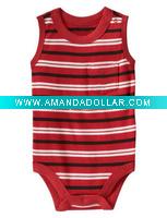 100% Cotton Baby Rompers with Yarn Dyed Stripes