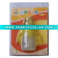 Wholesale KHBA002 Silicone baby drinking bottle with handles of yellow color