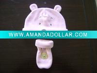Wholesale baby hat and glove sets with embroidery logo