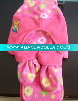 Wholesale kids winter polar fleece gloves/scarf/hat set