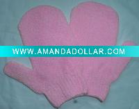 pink exfoliating bath glove
