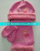 Wholesale baby's lovely polar fleece hat/gloves/scarf set
