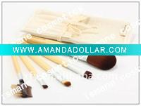 Wholesale 5 pcs bamboo hand travel size makeup cosmetic brush set