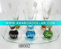 Wholesale TABLEWARE DRINKING GLASS WINE GLASS GLASS CUP - S/6 colored shot glass with plate