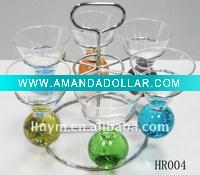 Wholesale TABLEWARE DRINKING GLASS WINE GLASS GLASS CUP - S/6 colored shot glass with metal holder