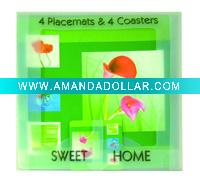 Wholesale 4+4 PP Placemats Set Size:31x31cm & 10x10cm - A04843
