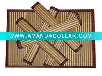 Wholesale Set of 6 Bamboo Placemat Beige & Tan Stripes 12 x 17
