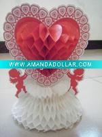 Red Heart Honeycomb Decorations