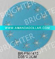 Durable Round Blue Felt X-mas Placemat