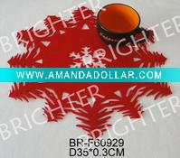 Wholesale Red Round Felt X-mas Placemat in 3mm Thickness
