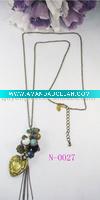 Wholesale Latest design fashion gold long chain metal alloy heart pendant necklace costume jewelry
