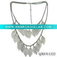 Wholesale Fashion costume jewelry leaf necklace (QXFJ11222)