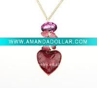 Fashion costume jewelry heart flower pendent alloy necklace jewelry