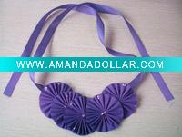 Wholesale costume jewelry ribbon fabric flower handmade necklace